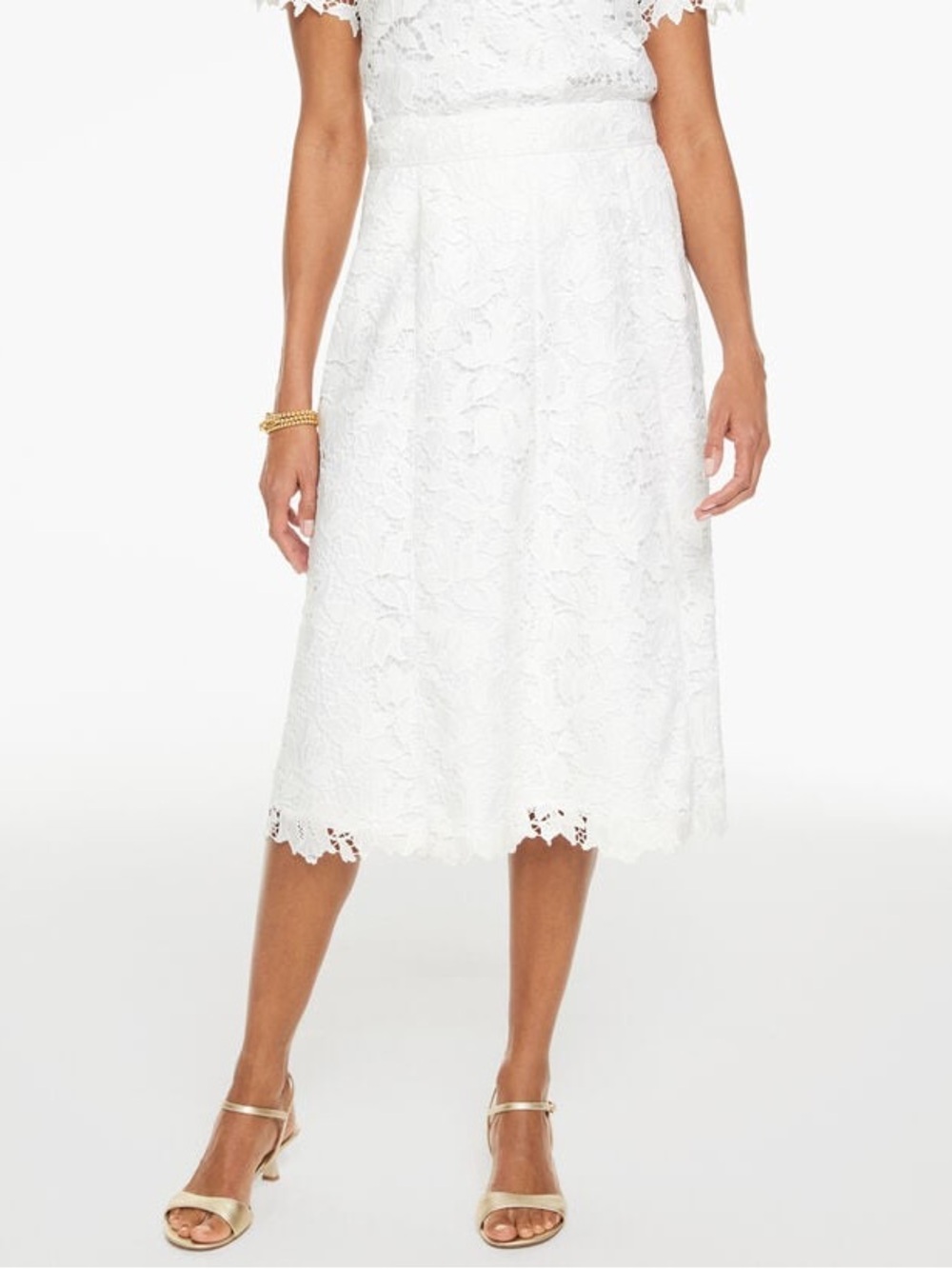 Talbots White Lace Midi Skirt
